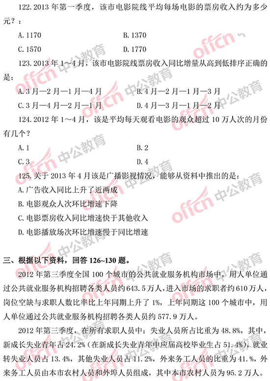 2014年國(guó)家公務(wù)員考試資料分析 